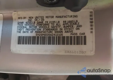 2010 Pontiac Vibe из США, поврежденный, VIN 5Y2SP6E05AZ412105